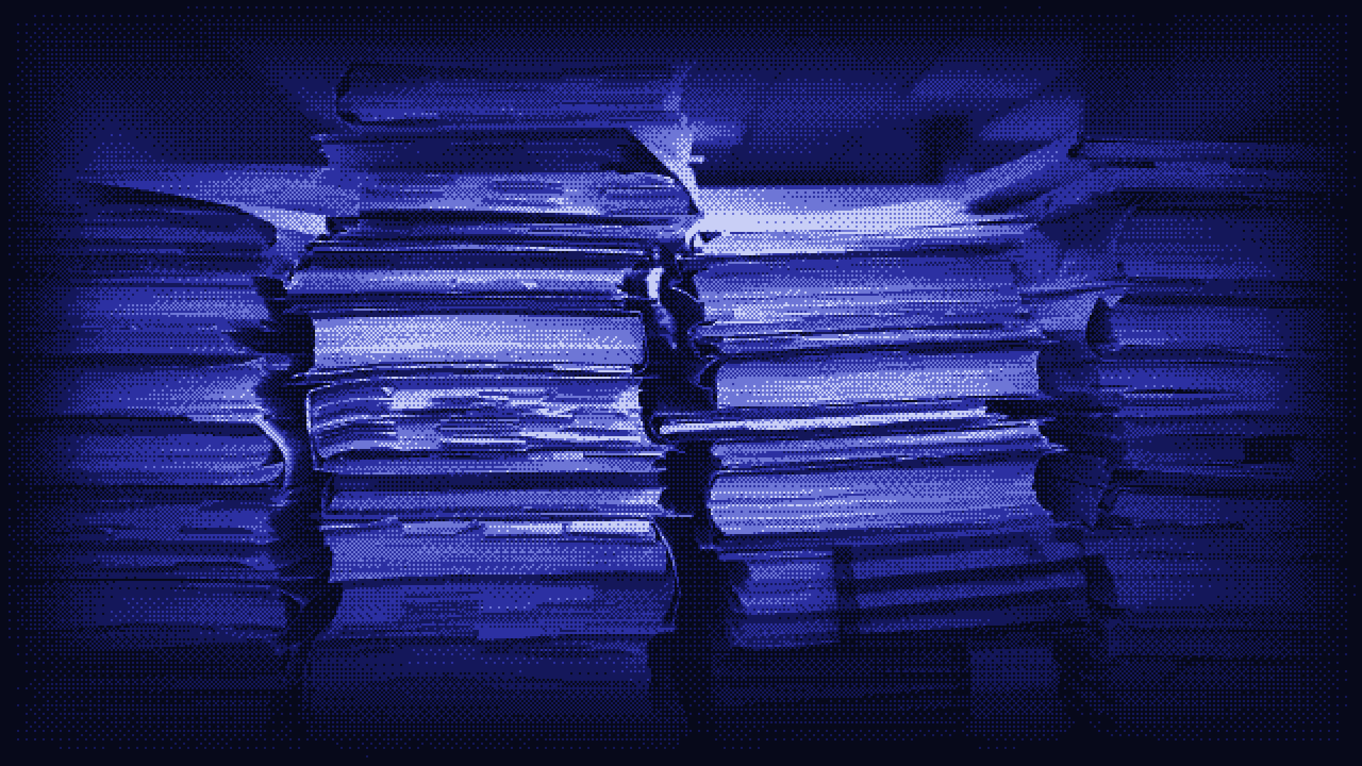 Stacks of paper files from a company archive